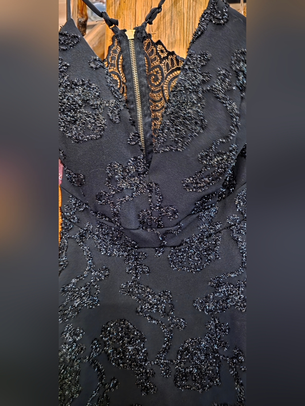 NEW! Black Beaded Lace-Back Party Dress - Picture 5 of 14